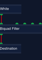 Audiograph: White:O --> I:Biquad Filter:O --> I:Destination